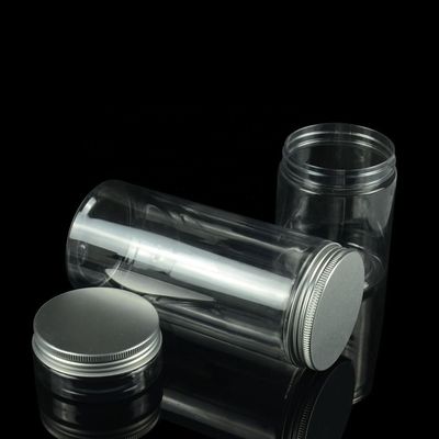 Überwurfmutter 250g Plastik-HAUSTIER Plastikglas-Plätzchen-Plastiknahrungsmittelspeicher-Gläser mit Metallkappe
