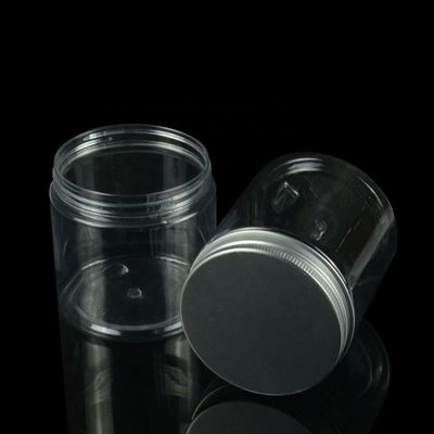 Überwurfmutter 250g Plastik-HAUSTIER Plastikglas-Plätzchen-Plastiknahrungsmittelspeicher-Gläser mit Metallkappe